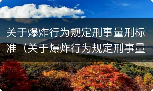 关于爆炸行为规定刑事量刑标准（关于爆炸行为规定刑事量刑标准的解释）