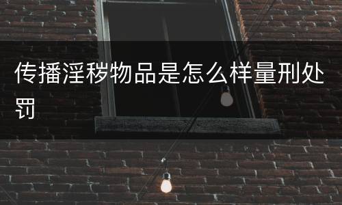 传播淫秽物品是怎么样量刑处罚