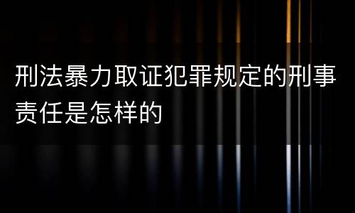刑法暴力取证犯罪规定的刑事责任是怎样的