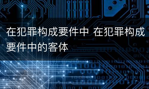 在犯罪构成要件中 在犯罪构成要件中的客体