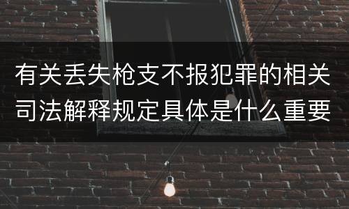 有关丢失枪支不报犯罪的相关司法解释规定具体是什么重要内容