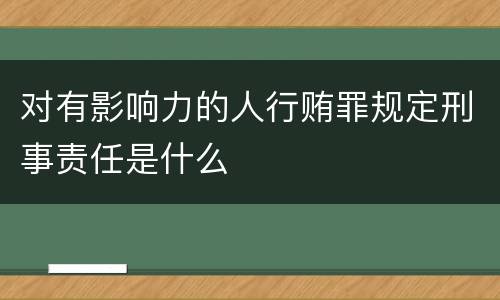 对有影响力的人行贿罪规定刑事责任是什么