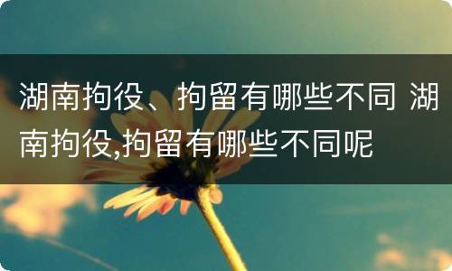 湖南拘役、拘留有哪些不同 湖南拘役,拘留有哪些不同呢