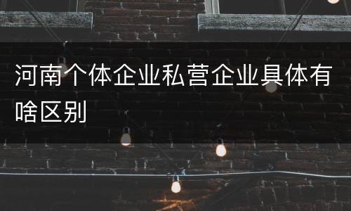 河南个体企业私营企业具体有啥区别