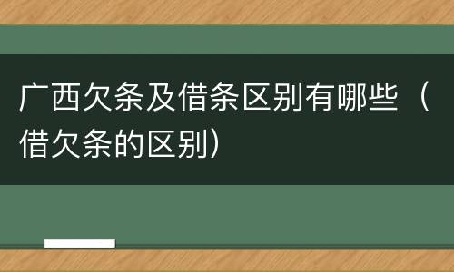 广西欠条及借条区别有哪些（借欠条的区别）
