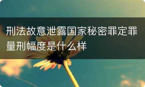 刑法故意泄露国家秘密罪定罪量刑幅度是什么样