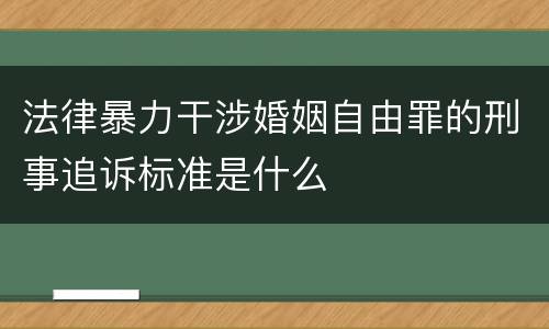 法律暴力干涉婚姻自由罪的刑事追诉标准是什么