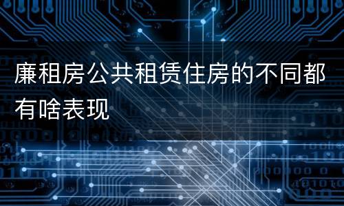 廉租房公共租赁住房的不同都有啥表现