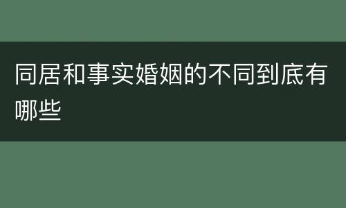 同居和事实婚姻的不同到底有哪些