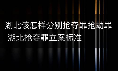 湖北该怎样分别抢夺罪抢劫罪 湖北抢夺罪立案标准