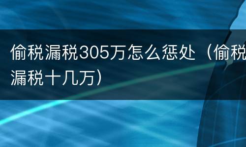 偷税漏税305万怎么惩处（偷税漏税十几万）