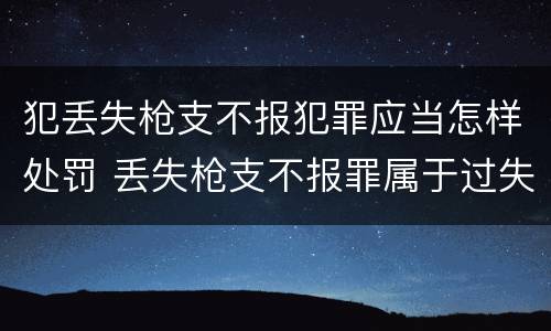 犯丢失枪支不报犯罪应当怎样处罚 丢失枪支不报罪属于过失犯罪吗