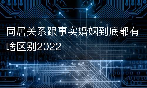 同居关系跟事实婚姻到底都有啥区别2022