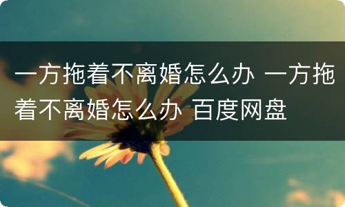 一方拖着不离婚怎么办 一方拖着不离婚怎么办 百度网盘