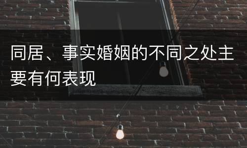 同居、事实婚姻的不同之处主要有何表现