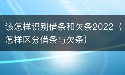 该怎样识别借条和欠条2022（怎样区分借条与欠条）