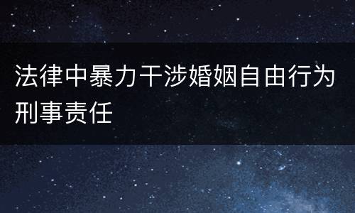 法律中暴力干涉婚姻自由行为刑事责任