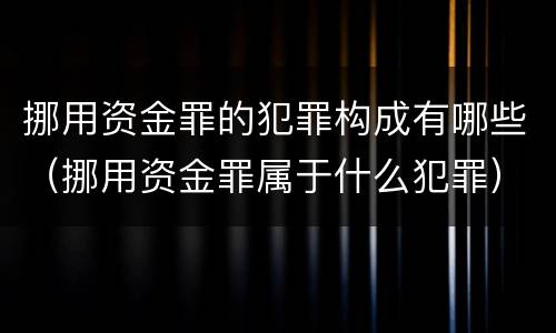 挪用资金罪的犯罪构成有哪些（挪用资金罪属于什么犯罪）