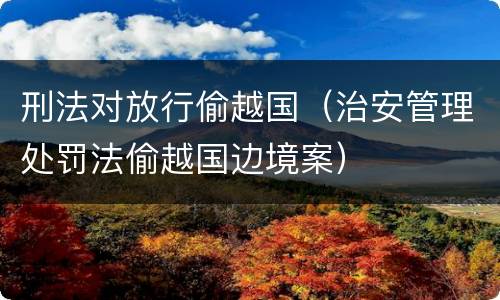 刑法对放行偷越国（治安管理处罚法偷越国边境案）