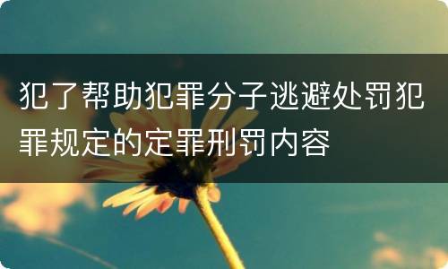 犯了帮助犯罪分子逃避处罚犯罪规定的定罪刑罚内容