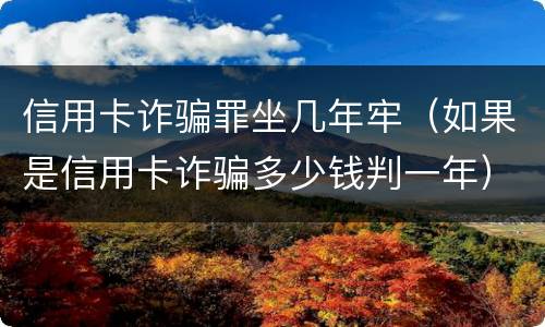 信用卡诈骗罪坐几年牢（如果是信用卡诈骗多少钱判一年）