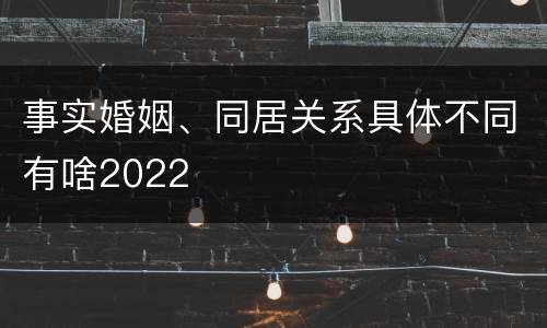 事实婚姻、同居关系具体不同有啥2022