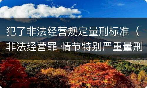 犯了非法经营规定量刑标准（非法经营罪 情节特别严重量刑标准）