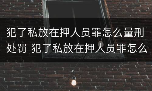 犯了私放在押人员罪怎么量刑处罚 犯了私放在押人员罪怎么量刑处罚