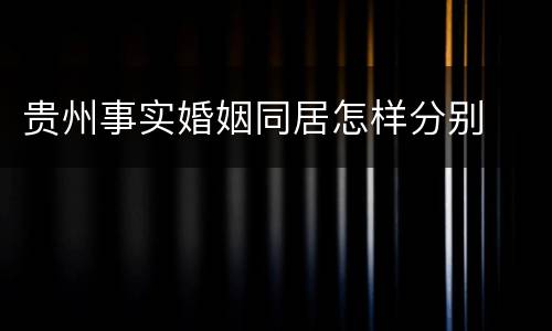 贵州事实婚姻同居怎样分别