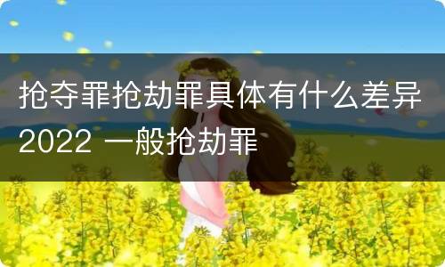 抢夺罪抢劫罪具体有什么差异2022 一般抢劫罪