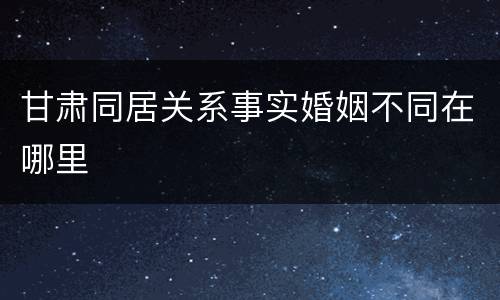 甘肃同居关系事实婚姻不同在哪里