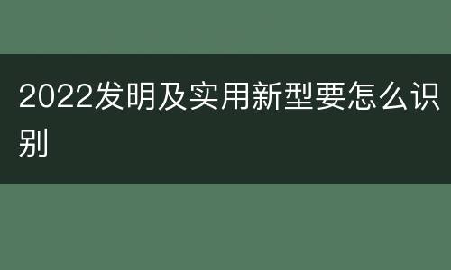 2022发明及实用新型要怎么识别