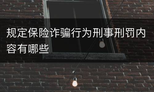 规定保险诈骗行为刑事刑罚内容有哪些