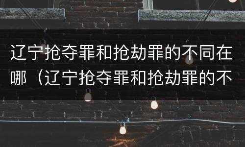 辽宁抢夺罪和抢劫罪的不同在哪（辽宁抢夺罪和抢劫罪的不同在哪里）