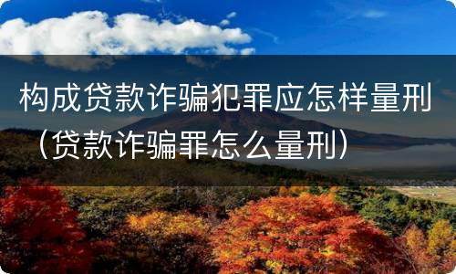 构成贷款诈骗犯罪应怎样量刑（贷款诈骗罪怎么量刑）