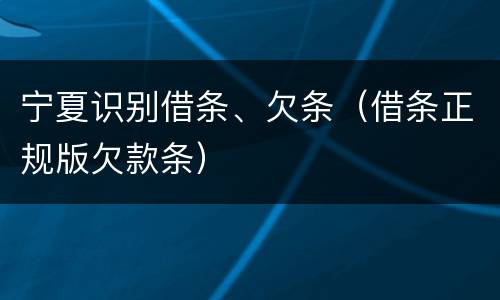宁夏识别借条、欠条（借条正规版欠款条）