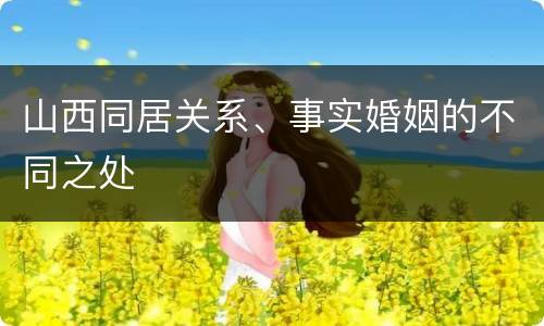 山西同居关系、事实婚姻的不同之处