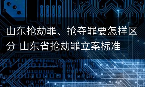 山东抢劫罪、抢夺罪要怎样区分 山东省抢劫罪立案标准