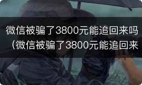 微信被骗了3800元能追回来吗(微信被骗了3800元能追回来吗怎么办)