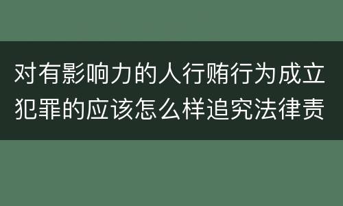 对有影响力的人行贿行为成立犯罪的应该怎么样追究法律责任