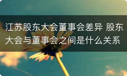 江苏股东大会董事会差异 股东大会与董事会之间是什么关系