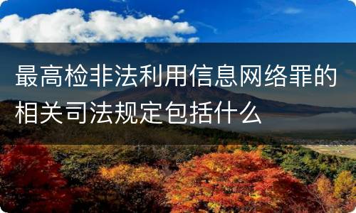 最高检非法利用信息网络罪的相关司法规定包括什么