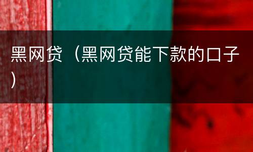黑网贷（黑网贷能下款的口子）