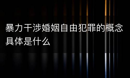 暴力干涉婚姻自由犯罪的概念具体是什么