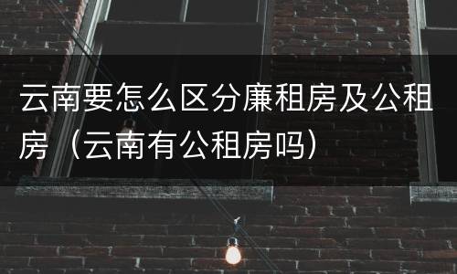 云南要怎么区分廉租房及公租房（云南有公租房吗）