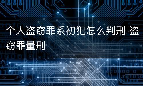 个人盗窃罪系初犯怎么判刑 盗窃罪量刑