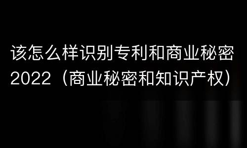 该怎么样识别专利和商业秘密2022（商业秘密和知识产权）