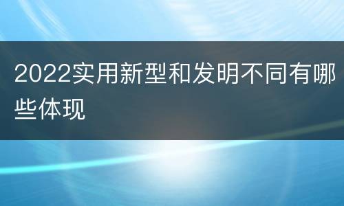 2022实用新型和发明不同有哪些体现