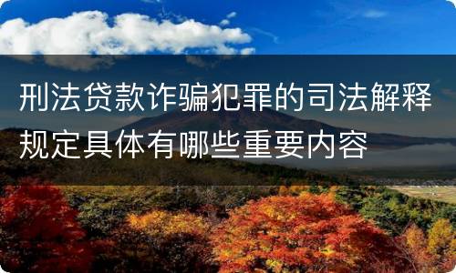 刑法贷款诈骗犯罪的司法解释规定具体有哪些重要内容