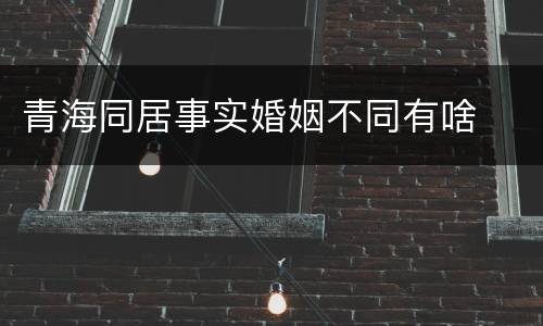 青海同居事实婚姻不同有啥